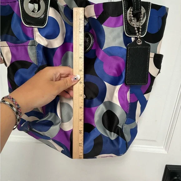 Coach Blue and Purple Circle Pattern Tote - Picture 13 of 16